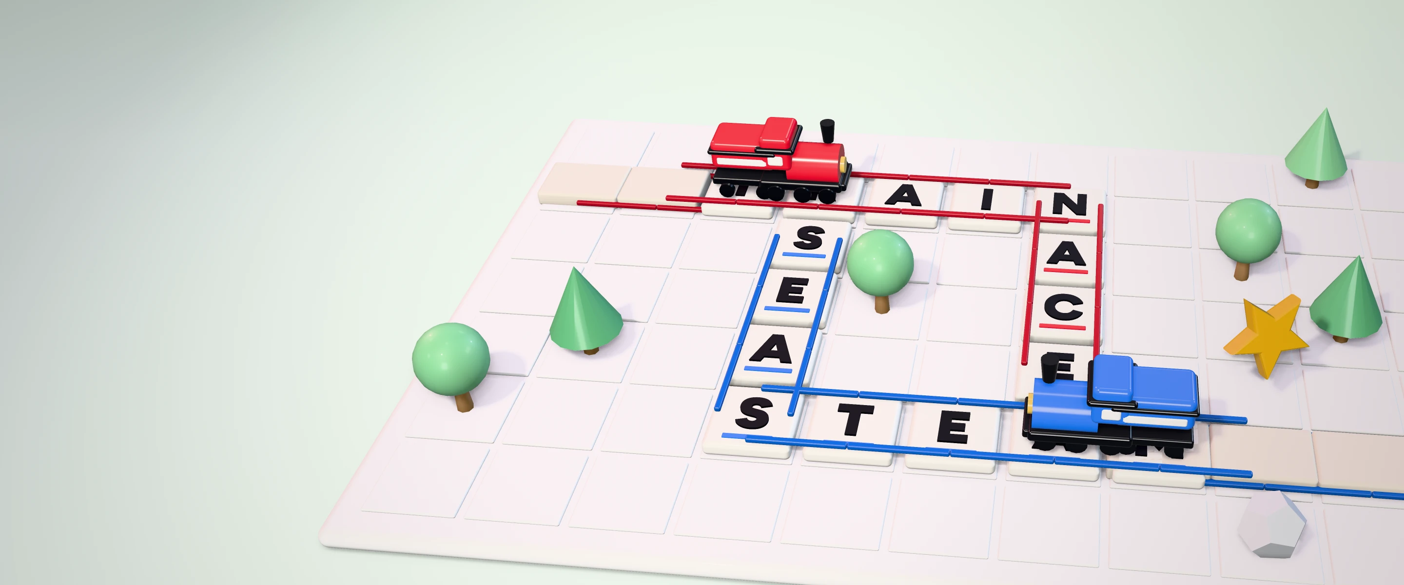 Choo Choo Words in Pearcade, Red against Blue