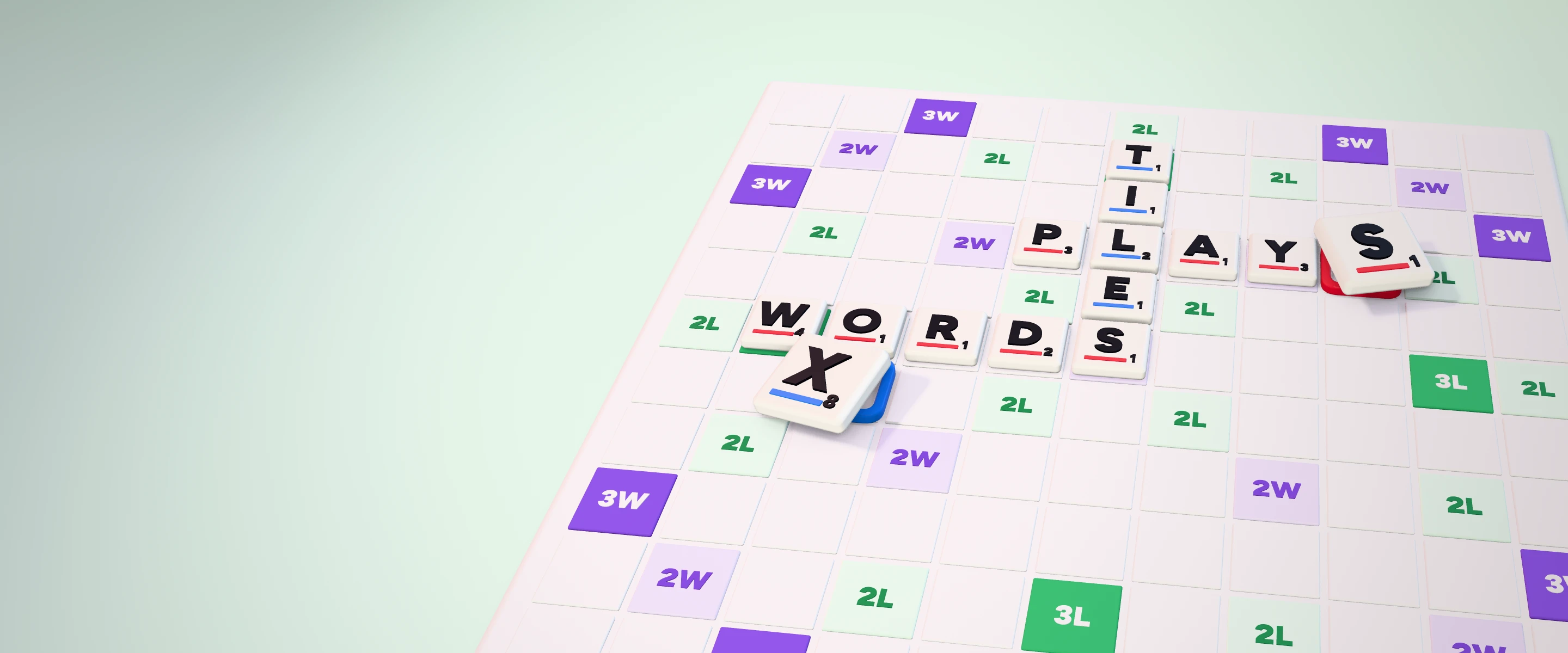 Word Tiles in Pearcade, Red against Blue